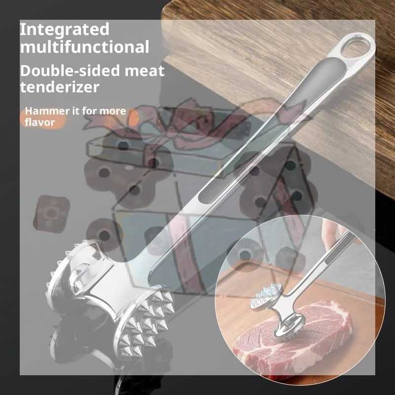 【CC】Double Sided Meat Tenderizer Hammer Stainless Steel Meat Mallet With Ergonomic Handle For Kitchen Cooking