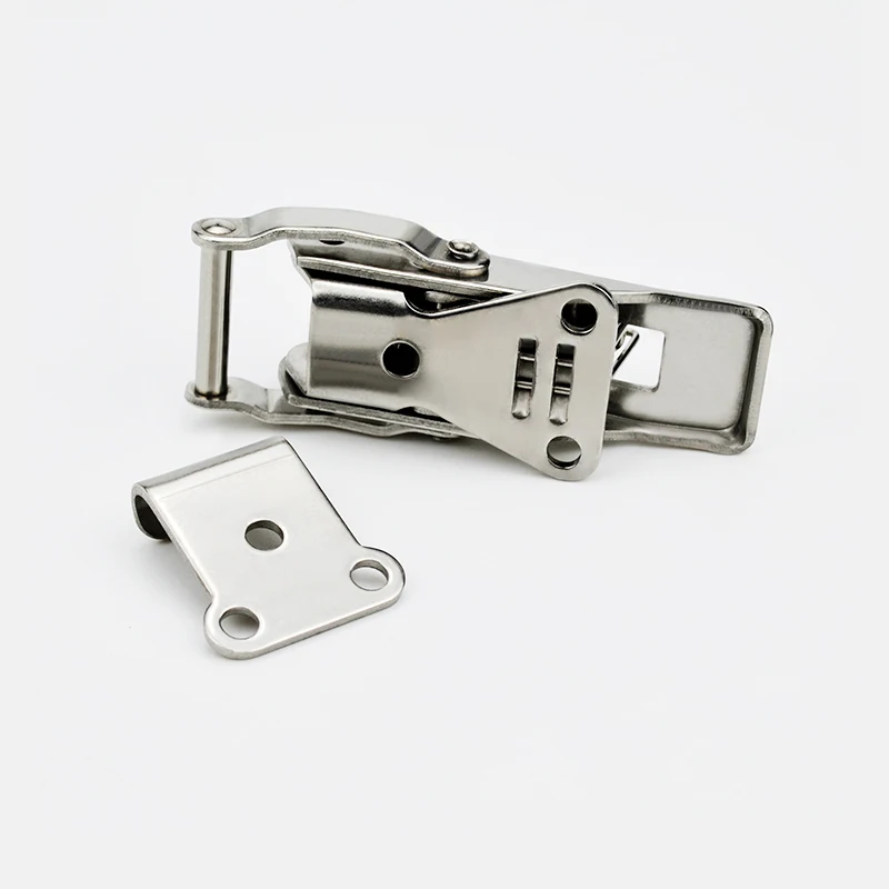 Stainless Steel Buckle Snap Hasp Cabinet Luggage Closure Spring Loaded Toggle Tie DIY Metal Buckles Lock Fasteners Tools