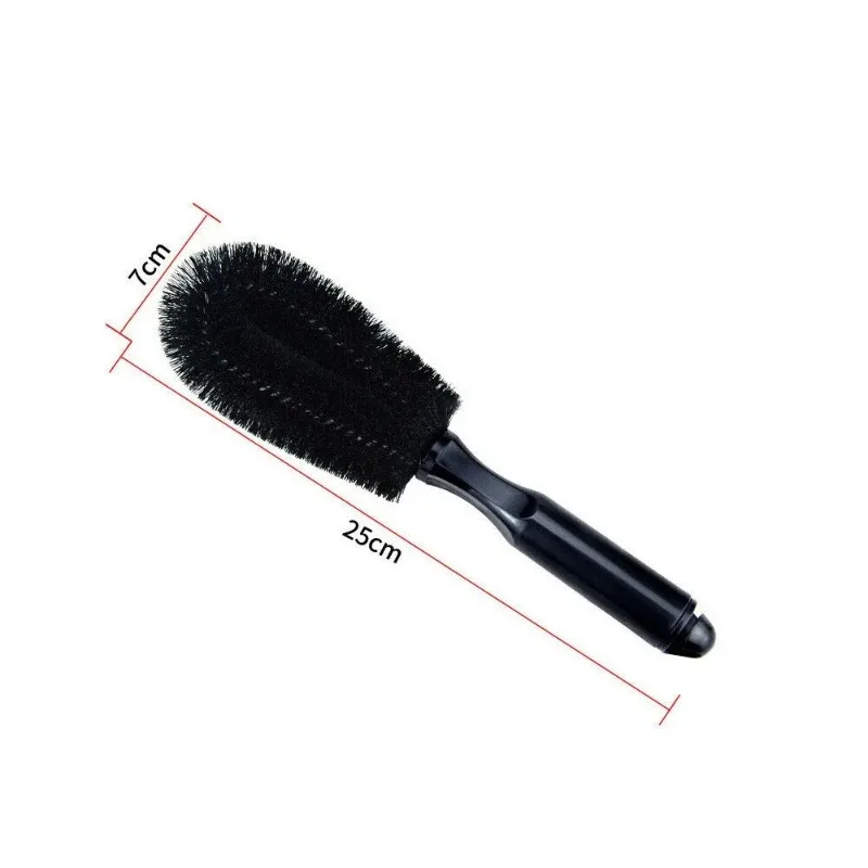 Car Wheel Brush with Soft Bristles for Tire Alloy Steel Rim Cleaning, Scratch-Free Ergonomic  Handle for  Car/Bike  Detailing