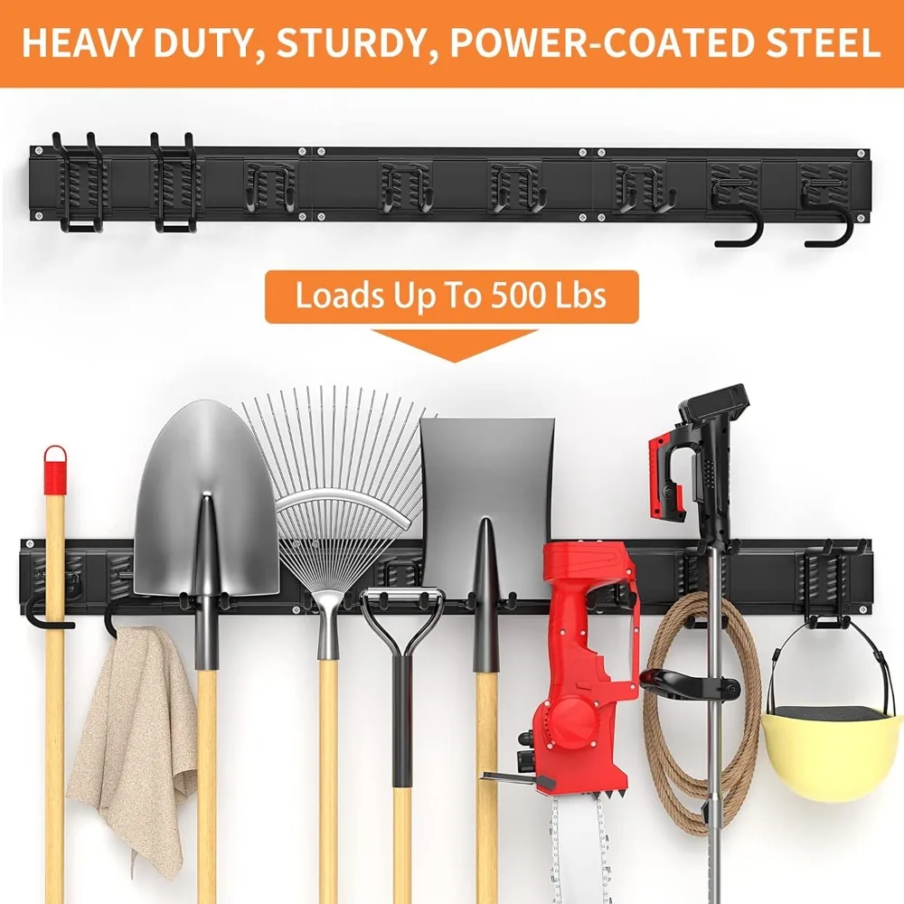 Imagem -05 - Garage Tool Organizer Wall Mount Yard Garden Tool Organizer Garagem Ajustável Organizadores com Heavy Duty Hooks 11 Pcs