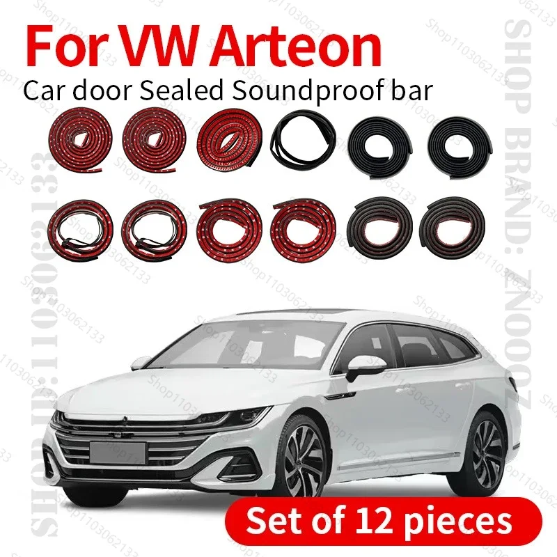 

For Volkswagen Arteon Car Door Seal Strip Rubber Double Layer Sealing Protector Soundproof Strip Dustproof Seal Strip 12PCS Set