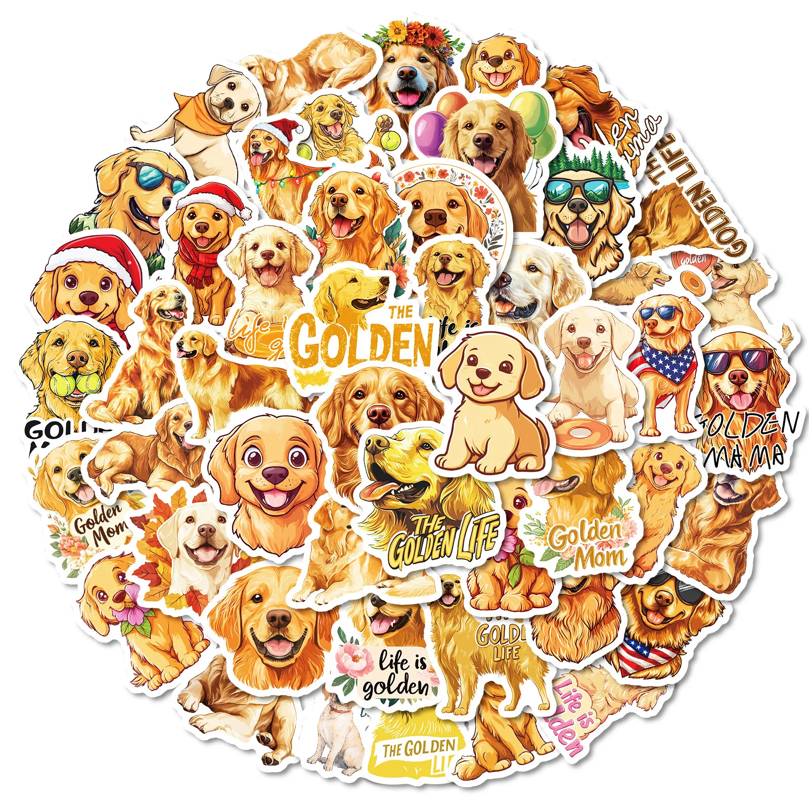 

50PCS Pet Dog Golden Retriever Stickers Pack Ipad Laptop Phone Stationery Scrapbooking Supplies DIY Journal Accessories Decals
