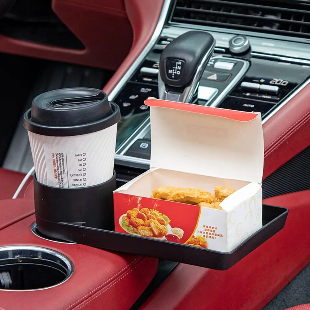 Portable Car Food Tray Rotatable Adjustable Cup Holder Expander Auto Cup Holder Attachable Meal Tray Expanded Table Desk 