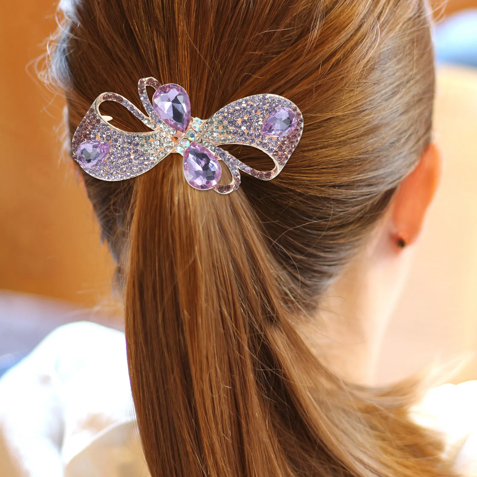 

Elegant Rhinestone Hairpins Bow Clips for Women Secure Hold Straight Curly Ponytails Braids Modern Clips