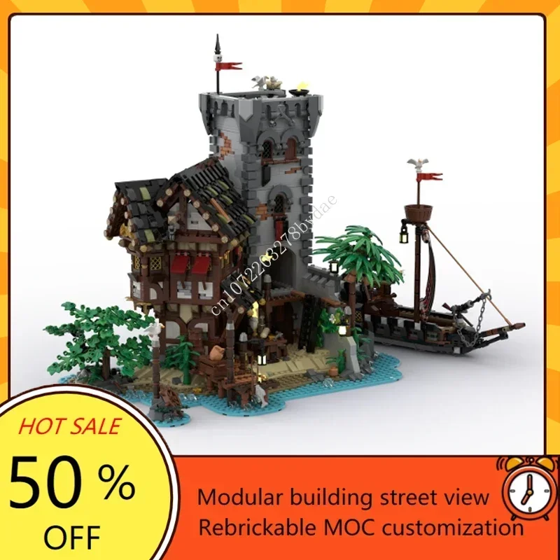 

3812PCS MOC Medieval Pirates Castle The Crimson Outpost Model Building Blocks Technology Bricks DIY Assembly Toys Kids Gifts