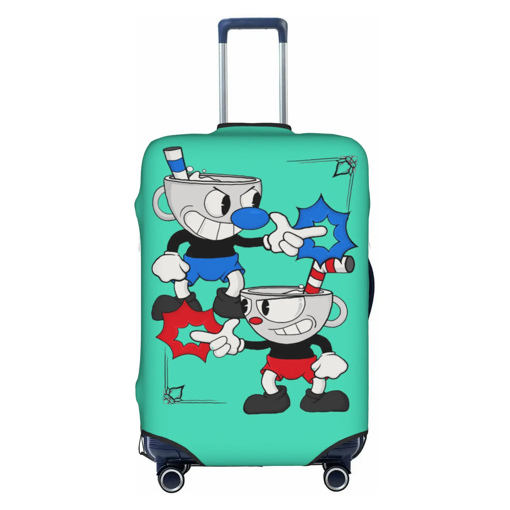 Hot Game Cartoon Cuphead Mugman Travel Luggage Cover Washable  Suitcase Cover Protector Fit 18-32 Inch