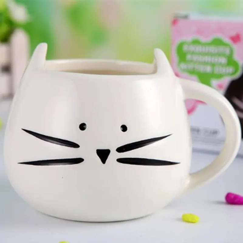 Ceramic Cute Cat Mugs With Spoon Coffee Tea Milk Animal Cups With Handle 400ml Drinkware Nice Gifts