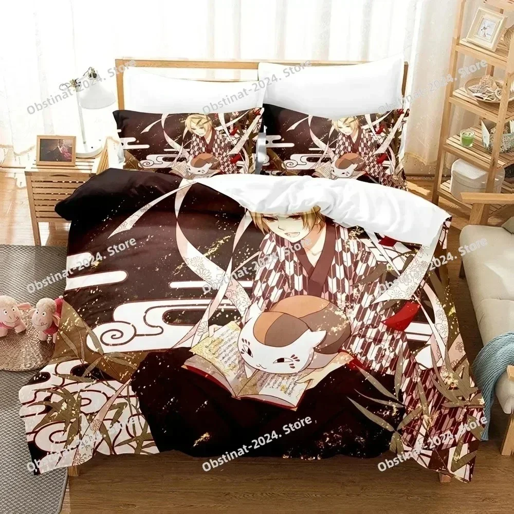 Natsume's Book of Friends Anime Bedding Set Printed single Comforter Quilt Duvet Cover Pillow Case 3 Pieces Sets Kids Adult Size