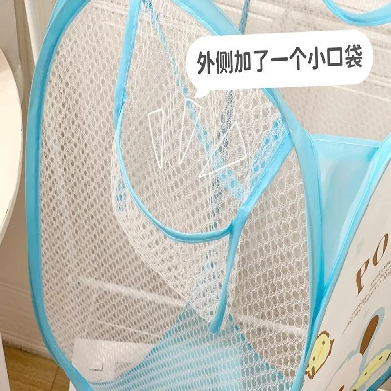 Sanrio Hello Kitty Mesh Laundry Kuromi Basket Folding Dirty Clothes Storage Organizer My Melody Household Bag