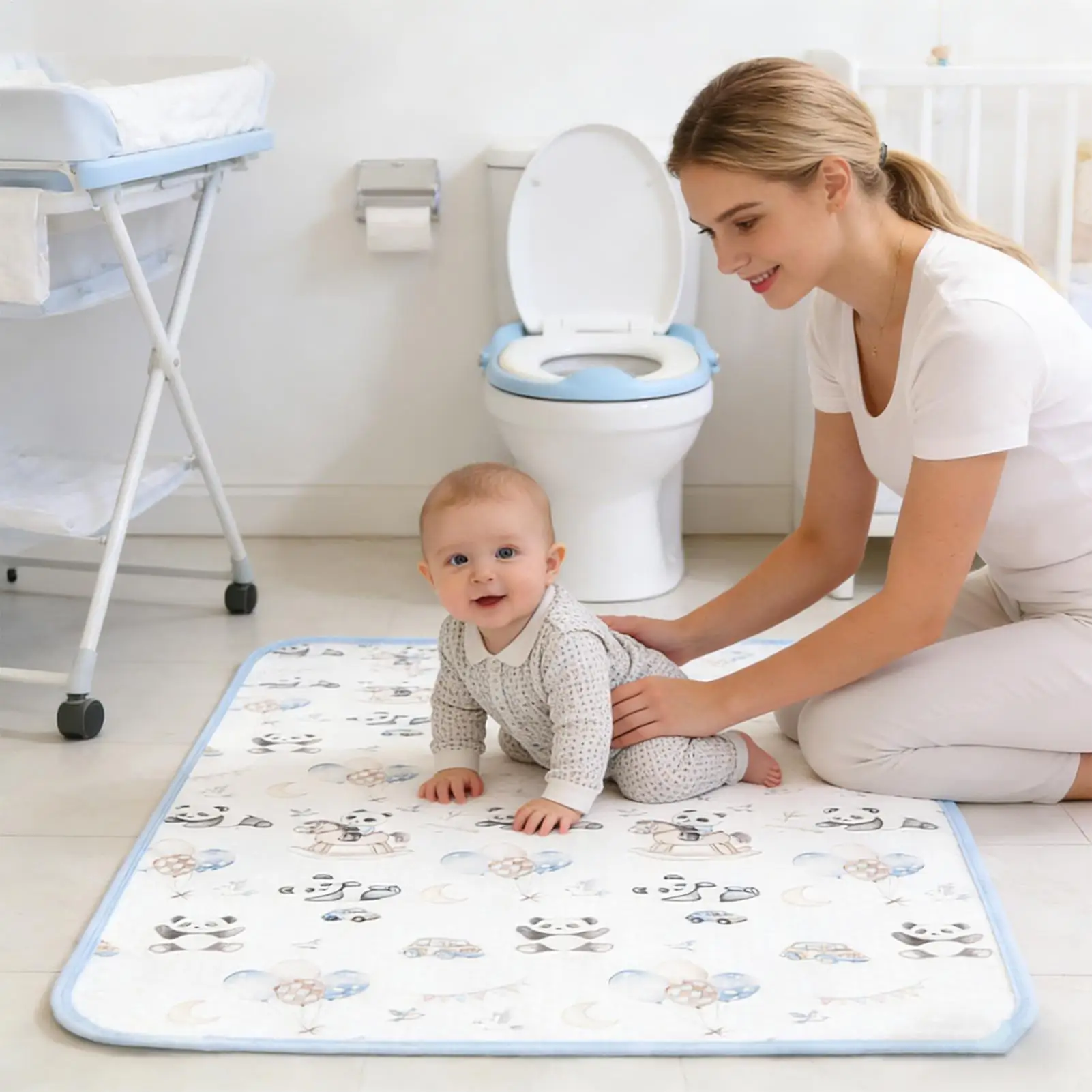 Diaper Changing Mat Waterproof Reusable Washable Soft Breathable Large Liners Changing Pad Cover For Kids Girl Boys Home Night