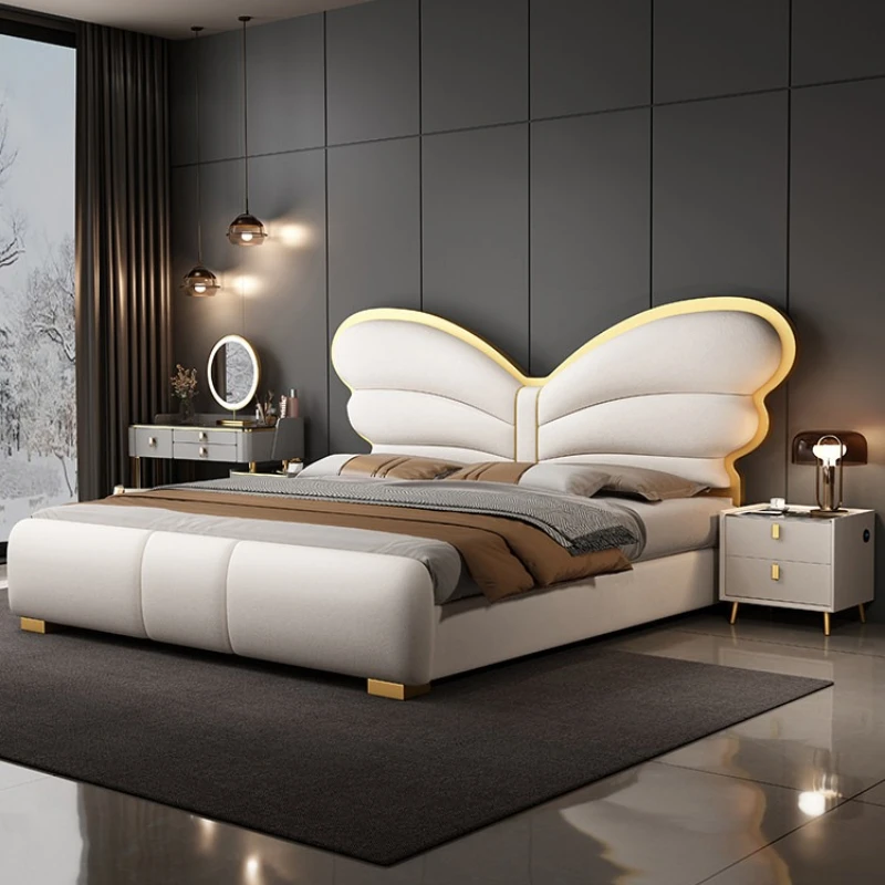 Light luxury Double bed Italian style queen size bed frame 180x200 modern minimalist bases e armações de cama bedroom furniture view 3