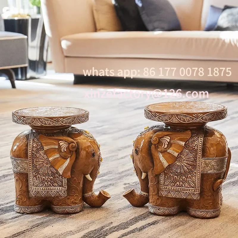 Customizable North Elephant Shape Shoe Changing Stool Home Practical Floor Decor Entrance Shoe Stools Tea Table Home Resin