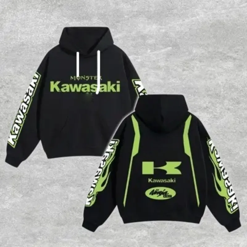Sweat à capuche pour adultes et enfants, imprimé en 3D, mode sport décontractée, Kawasaki, nouvelle collection automne