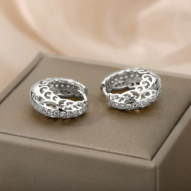 925 Sterling Zilveren Zirkonia Oorringen Voor Vrouwen Statement Accessoires Vrouwelijke Bruiloft Oorbellen Nieuwe Trendy Sieraden