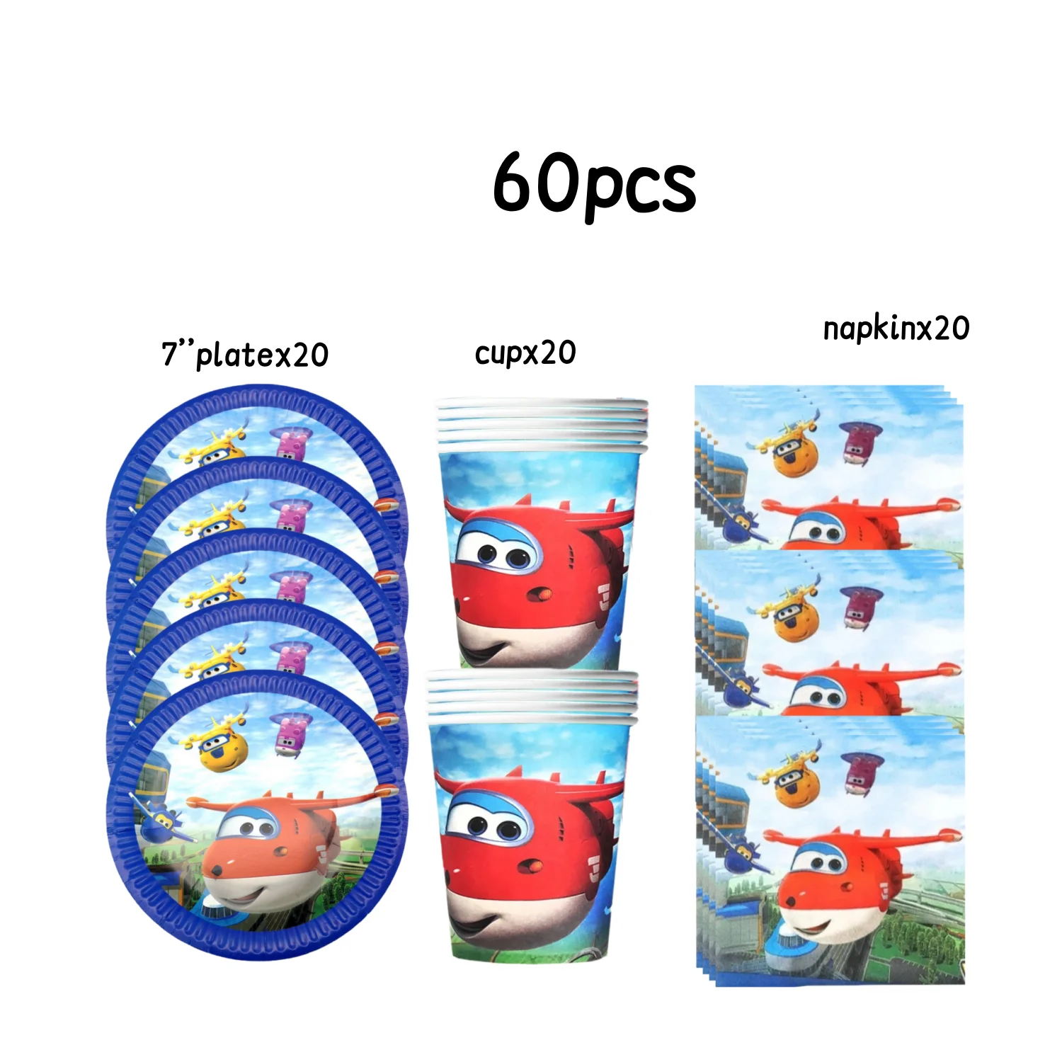 Super Wings Geburtstagsparty-Dekoration, Einweggeschirr, Teller, Tasse, Geschenktüte, Tischdecke, Babyparty, Kinderparty, Gastgeschenke