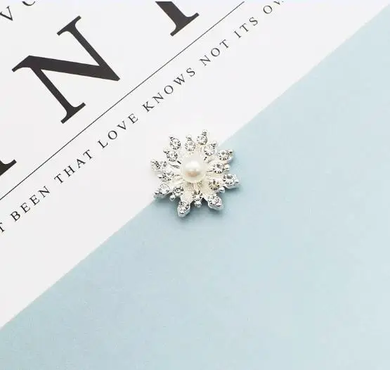 10PCS 16MM Clothing Decoration Hairpin Accessories Flatback Rhinestone Button Pearl Buckle Snowflake Buttons Apparel Sewing