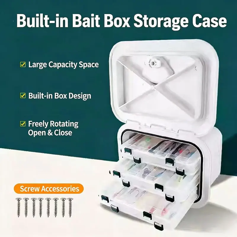 Marine Boat Storage Box ABS Boat Embedded Storage for Bait Fishing Gear Tools Fishing Gear Organizer Box