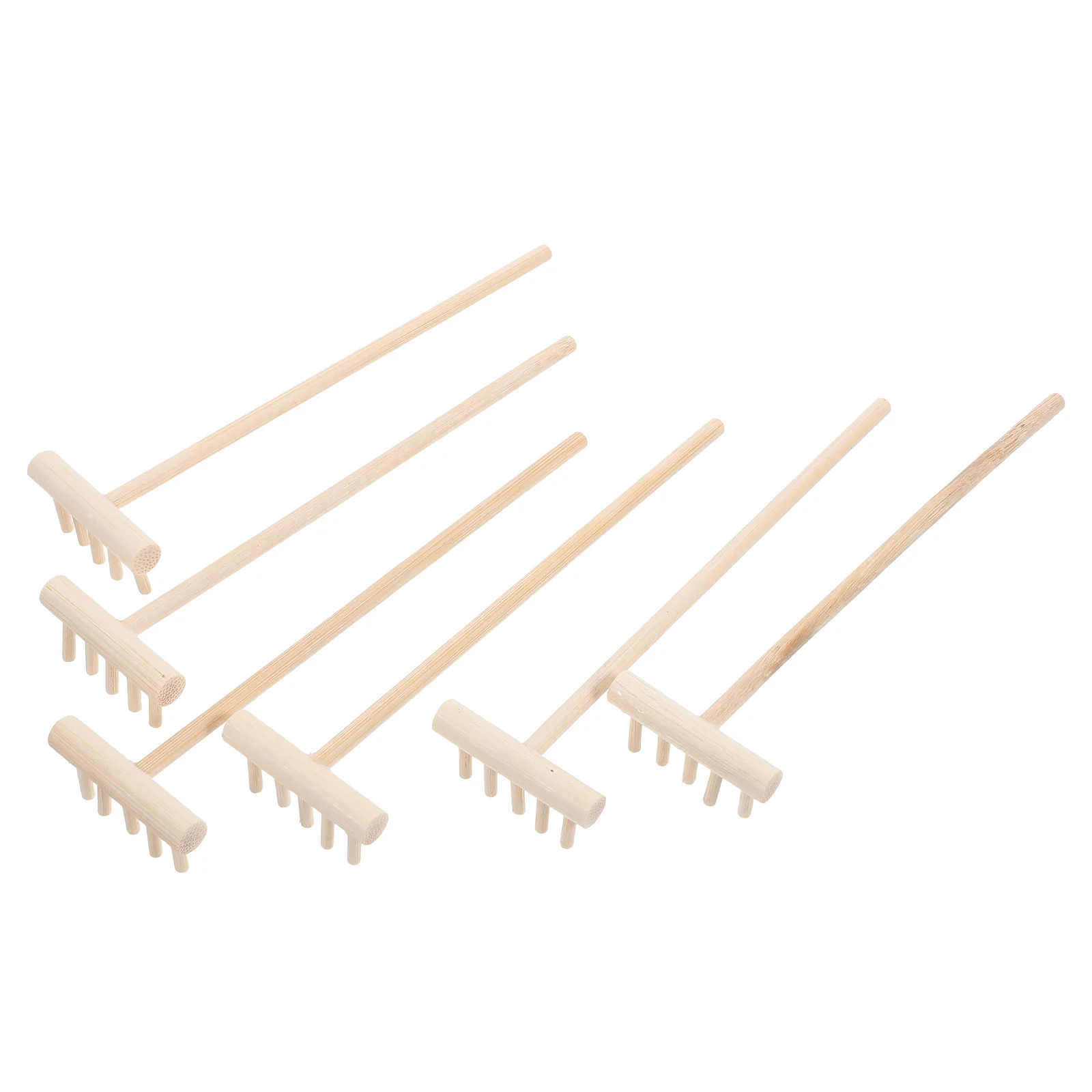 

6 Pcs Sandbox Tools DIY Mini Rakes Table Tray Miniatures Set Wooden for Gardening Adornments