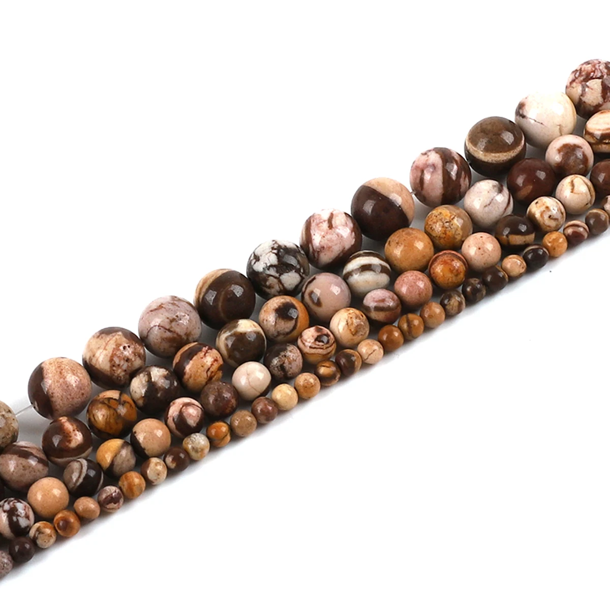 Australische Zebra-Steinperlen, braune Streifen, lose runde Natursteinperlen für DIY-Mode-Armband-Halsketten-Accessoires – Detail 3