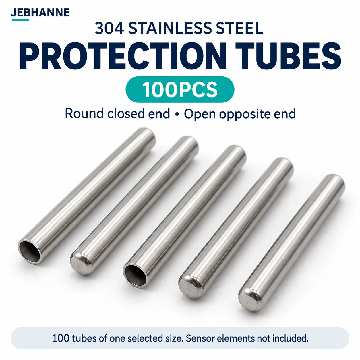 100PCS PT100 RTD Sensor Probe Protection Tube Stainless Steel Thermowell Temperature Sensor Housing