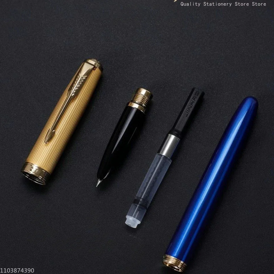 Nuevo Jinhao 85 pluma estilográfica de Metal dorado azul de madera fina EF 0,4mm punta escuela financiera bolígrafos de tinta para escribir suministros de oficina papelería