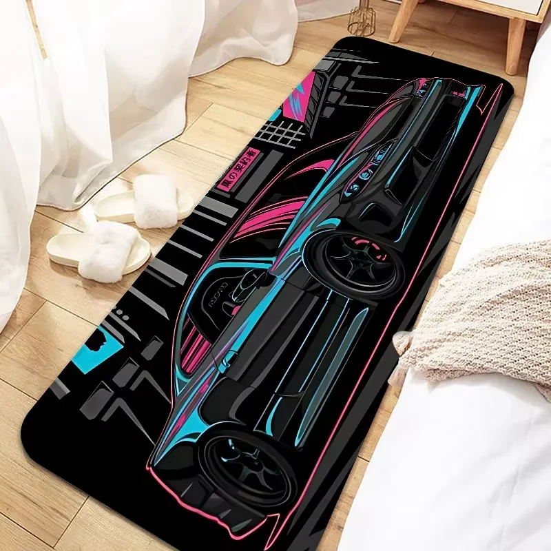 VIKAMA JDM Modified Car Print Runner Rug, Soft Warm & Non Slip for Gaming Room, Bedroom, Hallway Home Accessories