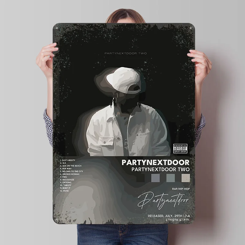 PARTYNEXTDOOR TWO Album Cover Art Printed Poster Customized Wall Art Retro Vintage Metal Tin Signs for Room Decor Men Man Cave