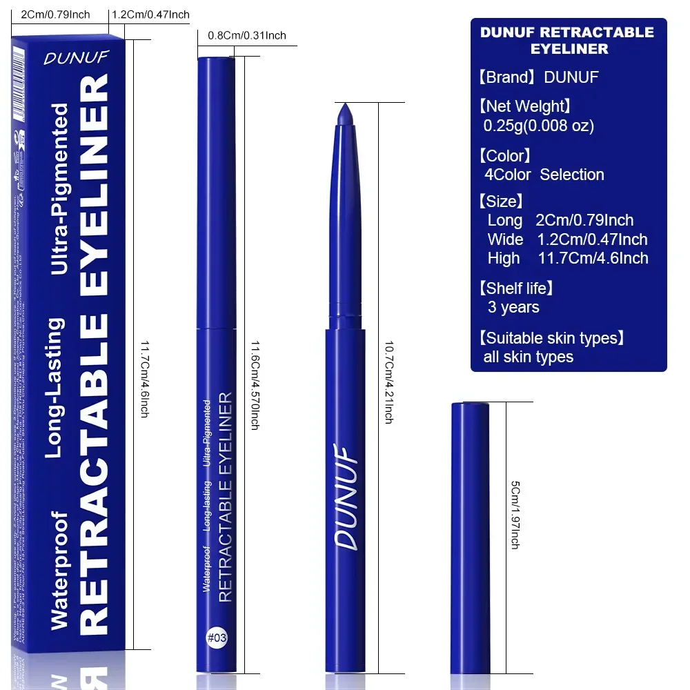 DUNUF Eyeliner Pencil Smooth Waterproof Eyeliner Gel Long-lasting Blue Black Brown Soft Easy Wearing Eyeliner Pen New