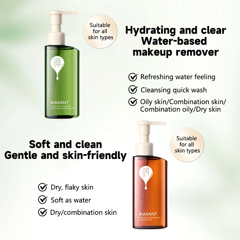 IKAIIANT Óleo de limpeza removedor de maquiagem hidratante para rosto e olhos, água de limpeza profunda suave e não irritante para pele clara