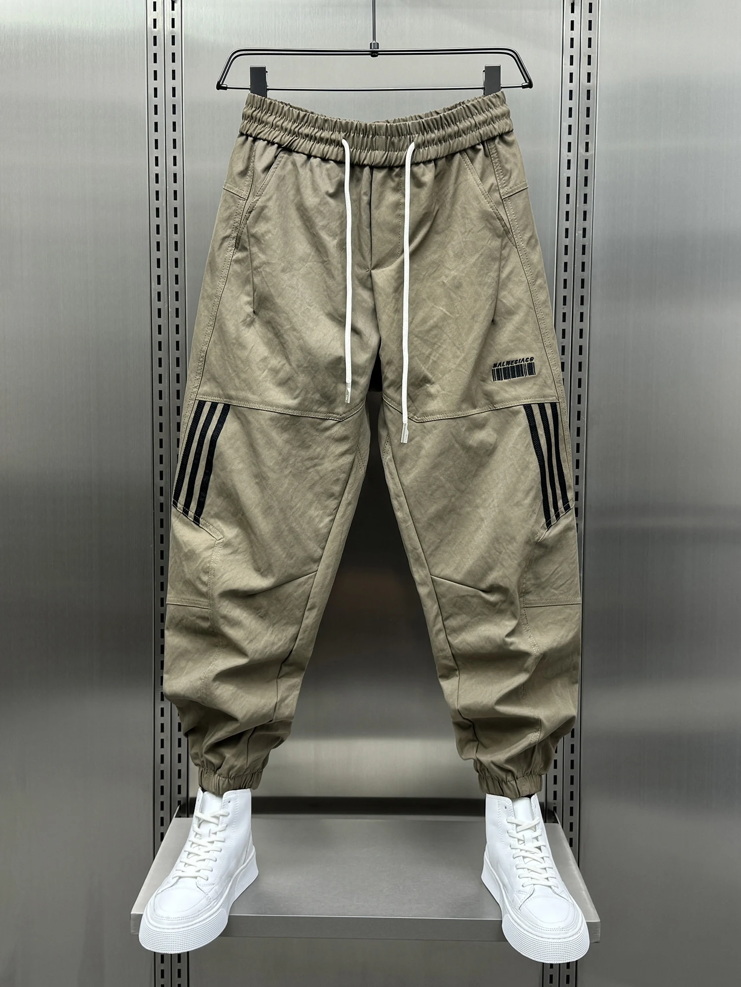 

Модные брендовые повседневные брюки в полоску с лоскутной вышивкой, мужские свободные футболки, дышащие осенние сезонные модные молодежные футболки