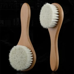Baby Hair Brush Wooden Handle Baby Round Hair Brush Natural Soft Bristle Cradle Caps Brush for Toddler Newborn Infant A2UB