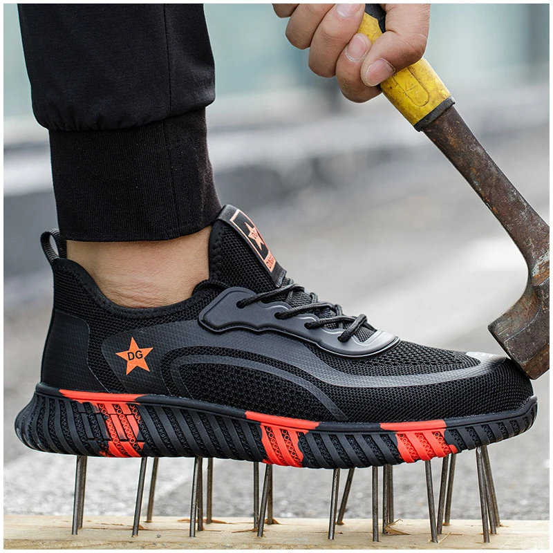 mens casual breathable steel toe covers work safety shoes worker summer tooling security boots brand designer footwear protect