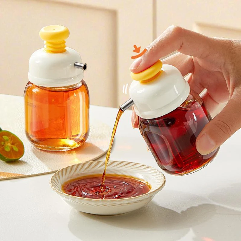 100ml Oil Bottle Cooking Oil Jar Glass Bottle Press Type Seasoning Storage Bottle Spice Metered Oil Control Bottle