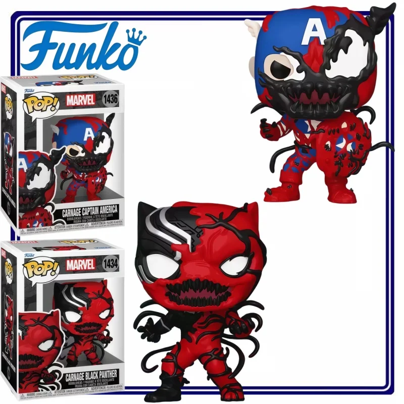 

Funko Pop Marvel Carnage Black Panther Captain America Symbiote Vinyl Figure Collectible Desktop Decor Gift for Superhero Fans