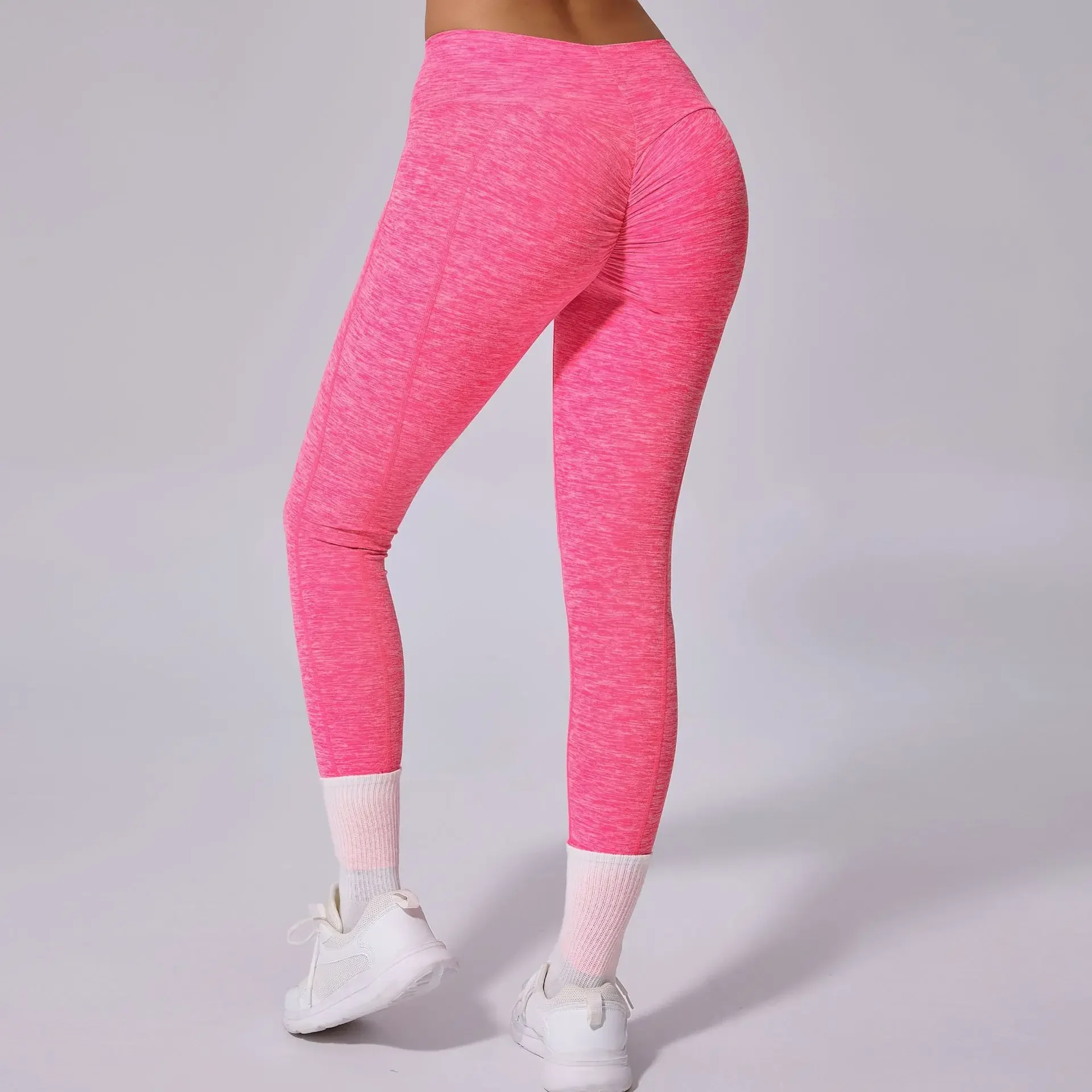 Leggings fitness Leggings sportivi da donna Leggings da yoga solidi elastici a vita alta Palestra da jogging Pantaloni slim push up ad asciugatura rapida Donna