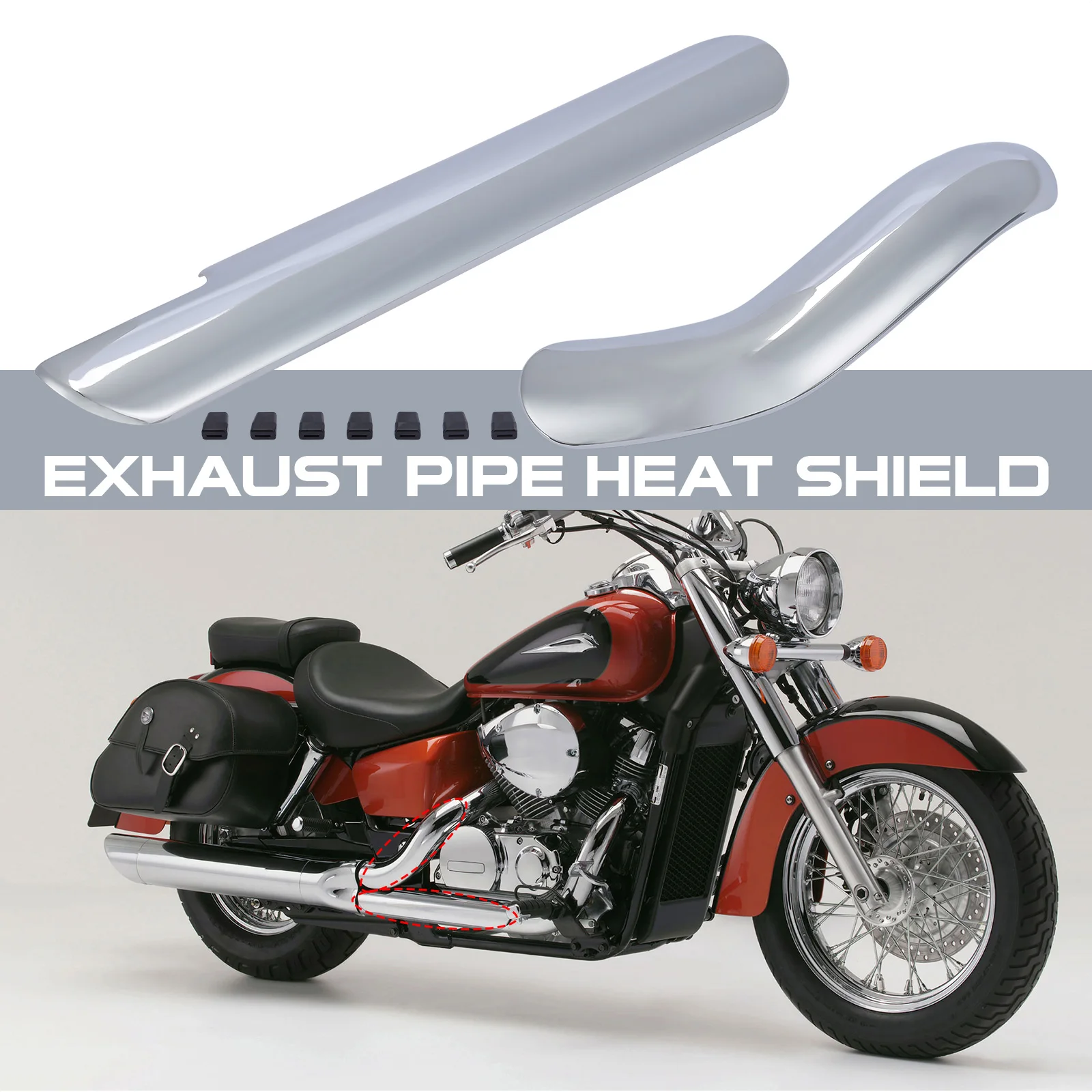 

For Honda Shadow ACE VT400 VT750 1997-2013 Motorcycle Exhaust Muffler Pipe Leg Protector Chrome Heat Shield Cover Guard