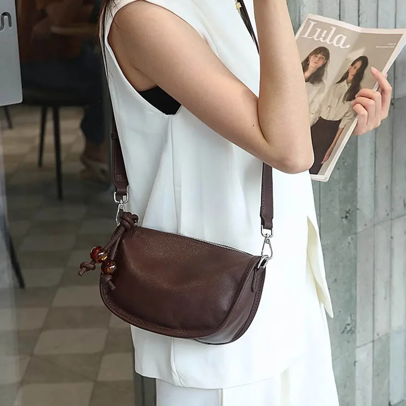 

New Genuine Leather Women Bag Fashion High Quality Head Layer Cowhide Shoulder Bag Versatile Crossbody Bag Women's Bag