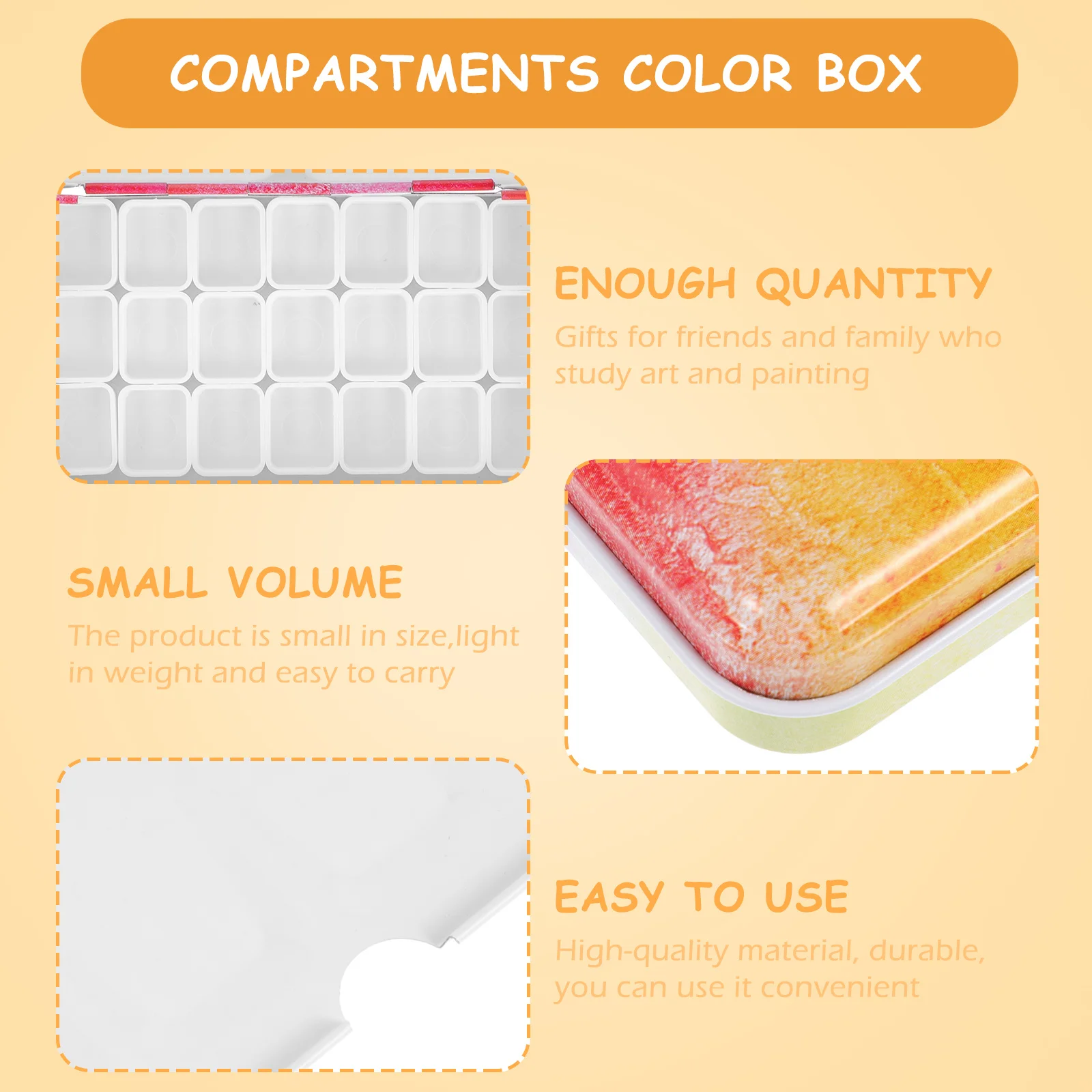 

1 Set Empty Watercolor Tin Portable Compact Acrylic Storage Organizer Watercolor Paint Compartments Color Box Art Paint Box