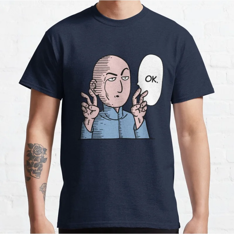 

One Evil Man Super hero manga One punsh man Anime Short-sleeve crewneck T-shirt for men Large size Adult Tops S-6xl