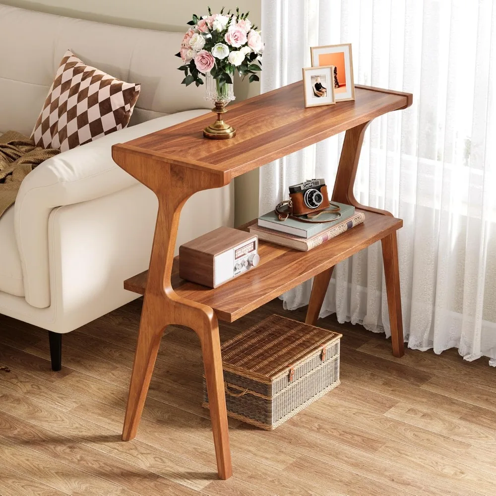 

Narrow End Table for Living Room,Modern Tall End Table with Storage Shelf, Farmhouse Long Bedside Table, Nightstand for Bedroom