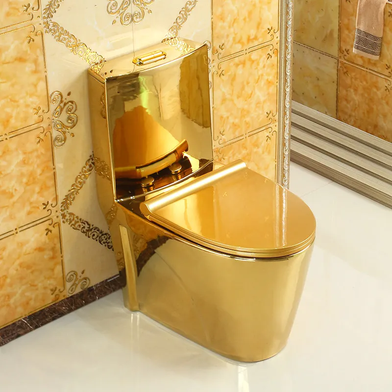 Household European flush golden toilet super swirl 8.0 large pipe toilet water saving color deodorant toilet