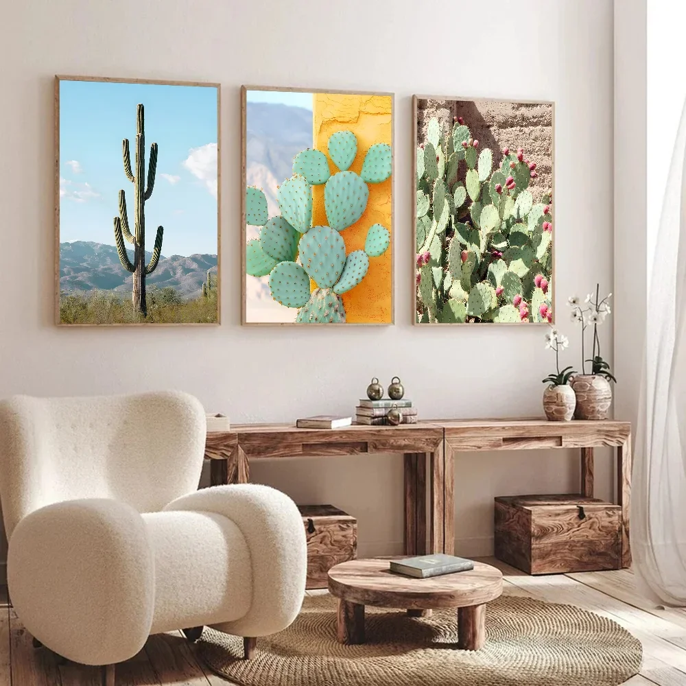 (No frame)Póster de planta de Cactus del desierto, pintura en lienzo, arte moderno para el hogar, sala de estar, dormitorio,