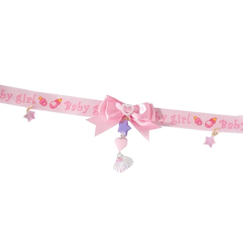 Japanese Original Handmade Pink Blue Harajuku Bow Necklace Lolita Sweet Collar Chain Soft Cute Girl Y2K Jewelry Gift