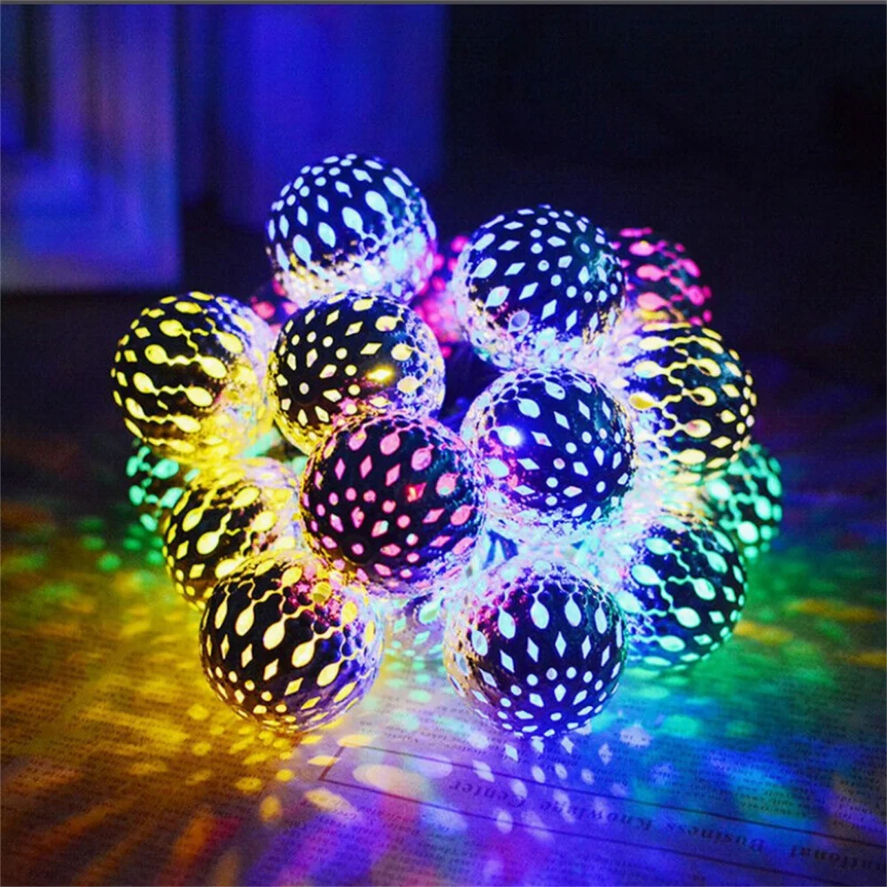 20LED Outdoor Solar String Lights With Stake Waterproof Multicolor Moroccan String Lights Suitable For Indoor Outdoor