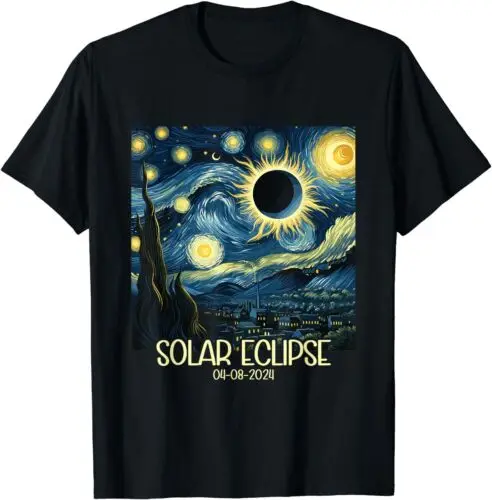 Van Gogh Starry Night Total Solar Eclipse April 8 2024 Unisex T-Shirt