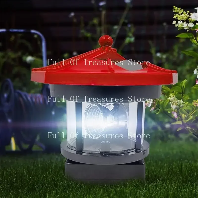 Solar Lights Lighthouse Lawn Light Plastic LED 360-degree Rotating Landscape Lamp Beacon Beam Lamp For Garden Yard Lawn Decorat