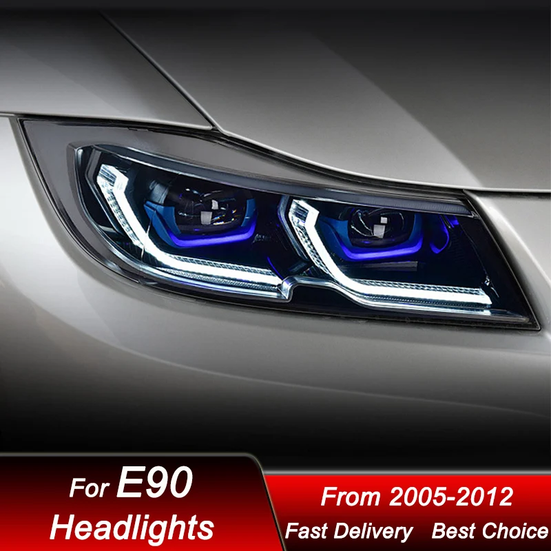المصابيح الأمامية للسيارة BMW 3 سلسلة E90 318 320 325i 2005-2012 جديد LED DRL كشافات الجمعية ترقية العارض عدسة الملحقات عدة