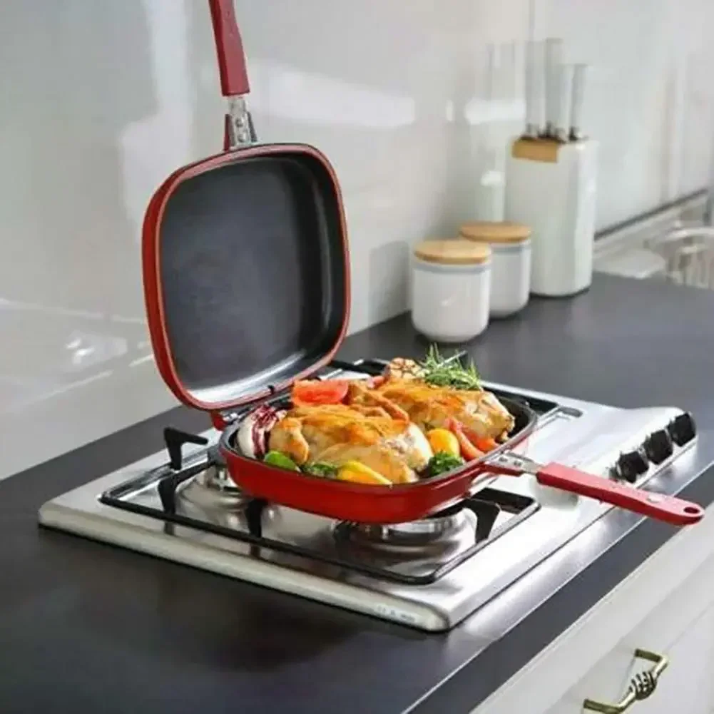 

32cm Double-Sided Frying Pan Skillet Grill Baking Tray Non-Stick Skillet Wok Pan Home Garden Pancake for The Kitchen