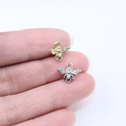 Eruifa 20pcs 12mm Plated Mini Bee Zinc Alloy Charms Pendant Jewelry DIY Necklace Bracelet Earrings 2 colors