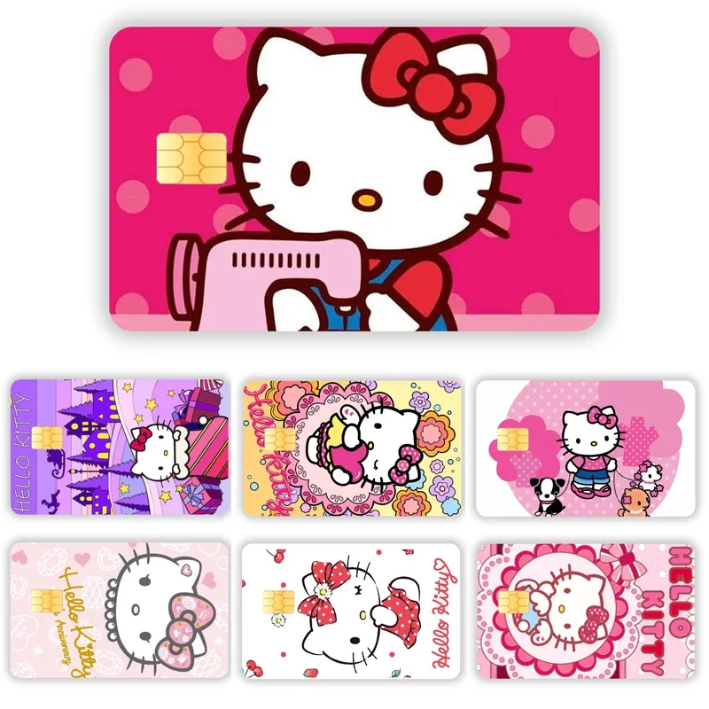 Kawaii Sanrioed Hello Kity Pvc Sticker Waterproof Anime Purin Dog Film Tape Skin for Credit Card Debit Card Sticker Decal